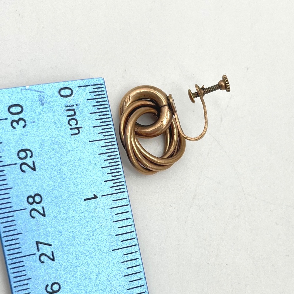 Vintage Gold Tone Interlocking Loop Circle Earrin… - image 5